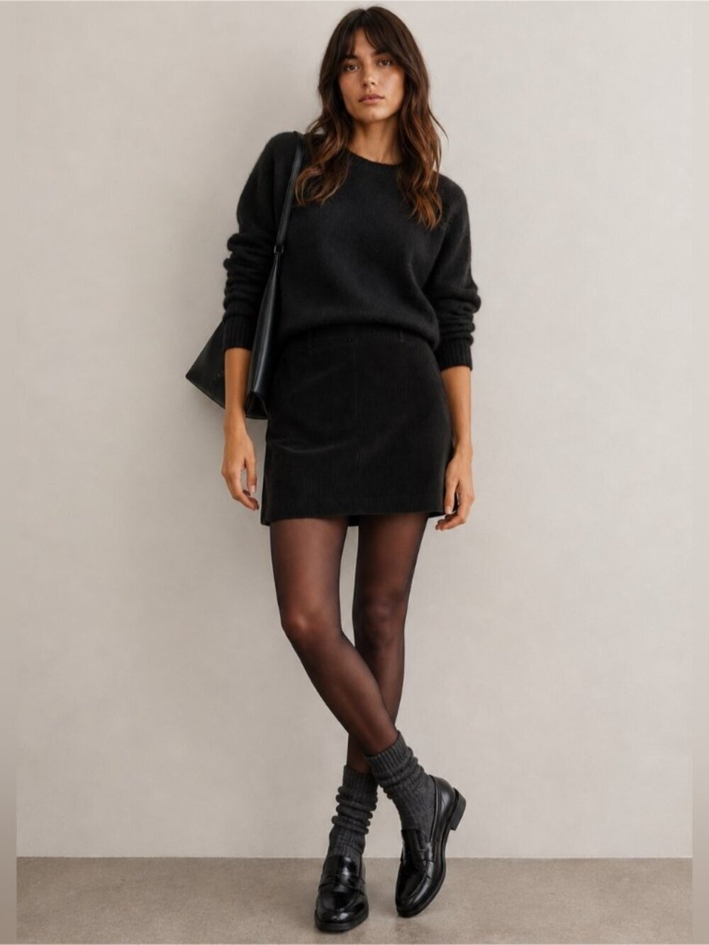 COS Black Corduroy Mini Skirt Women’s Size 8 A-Line Textured